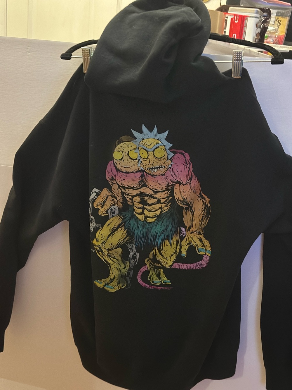 Rick and Morty Ripple Junction Black hoodie, Color Graphic Mens Womens youth M